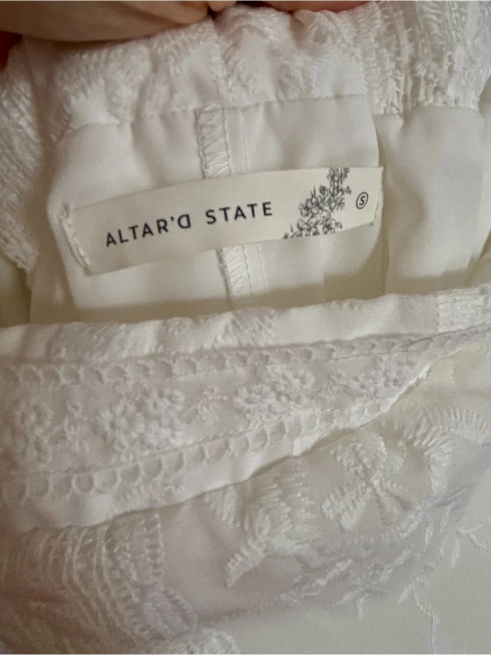 Altar'd State Cream Lace Tiered Maxi Skirt